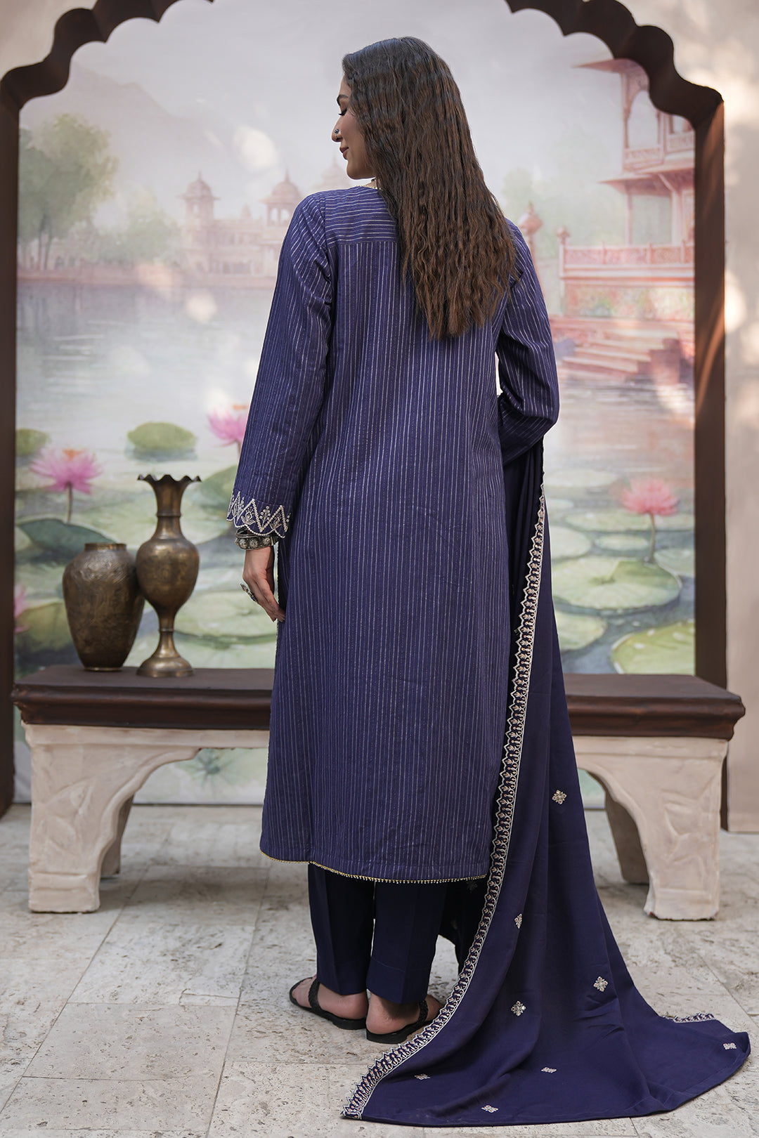 Zellbury | Unstitched 3 Piece Khaddar | Embroidered Shirt Shalwar Shawl - 0409 - House Of Hania