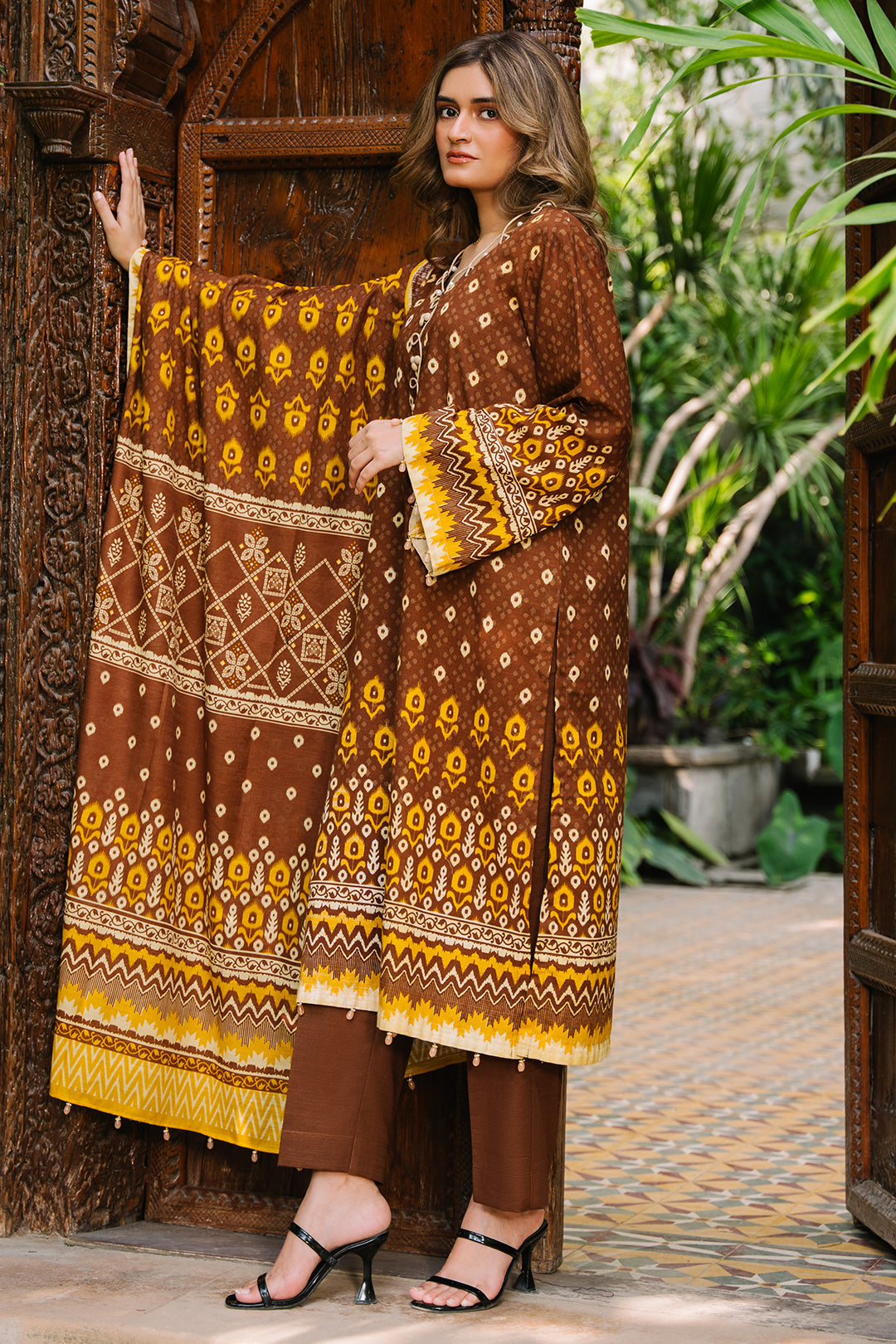 Zellbury | Unstitched 3 Piece Khaddar | Shirt Shalwar Dupatta - 0182 - House Of Hania