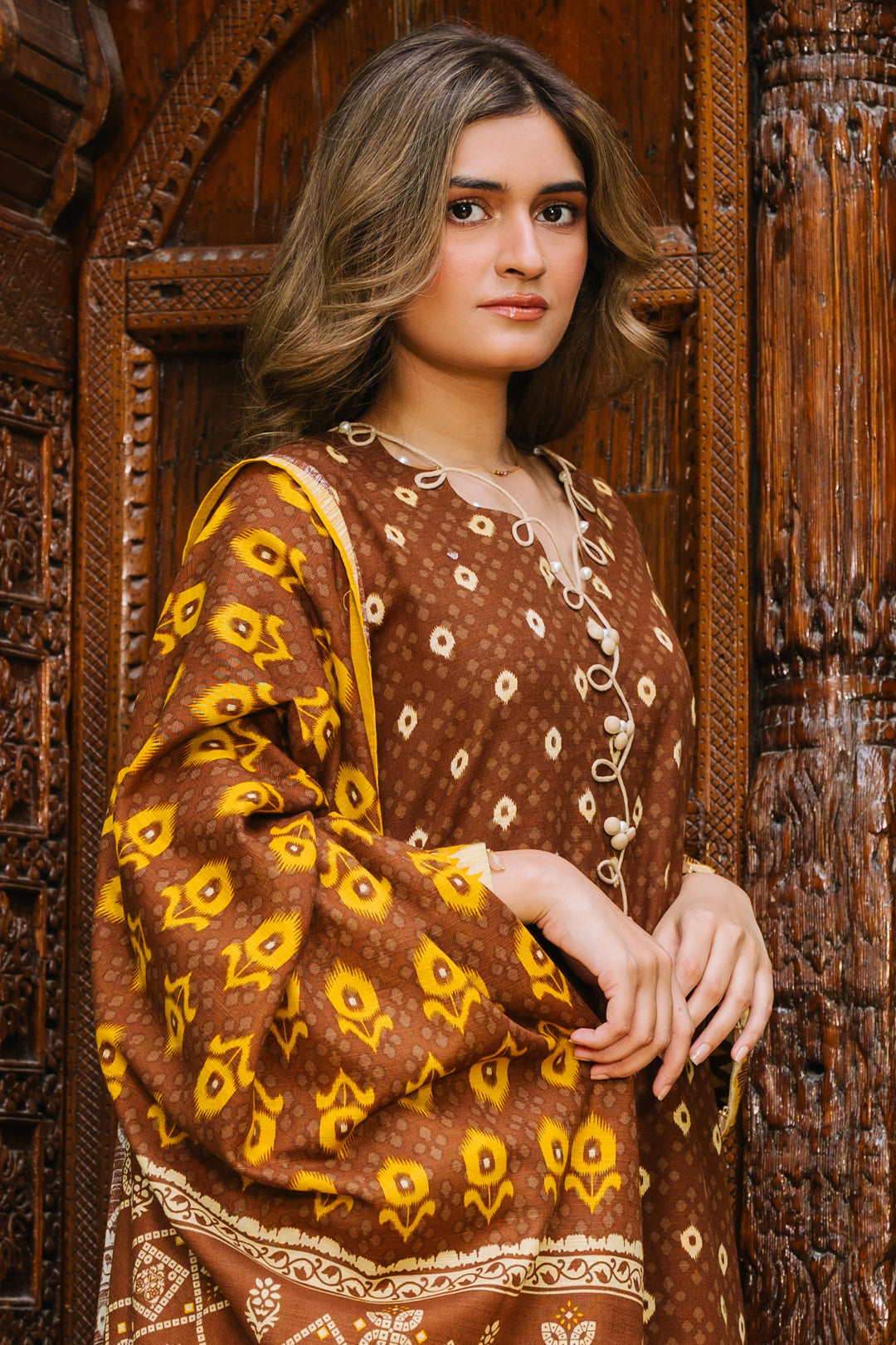 Zellbury | Unstitched 3 Piece Khaddar | Shirt Shalwar Dupatta - 0182 - House Of Hania