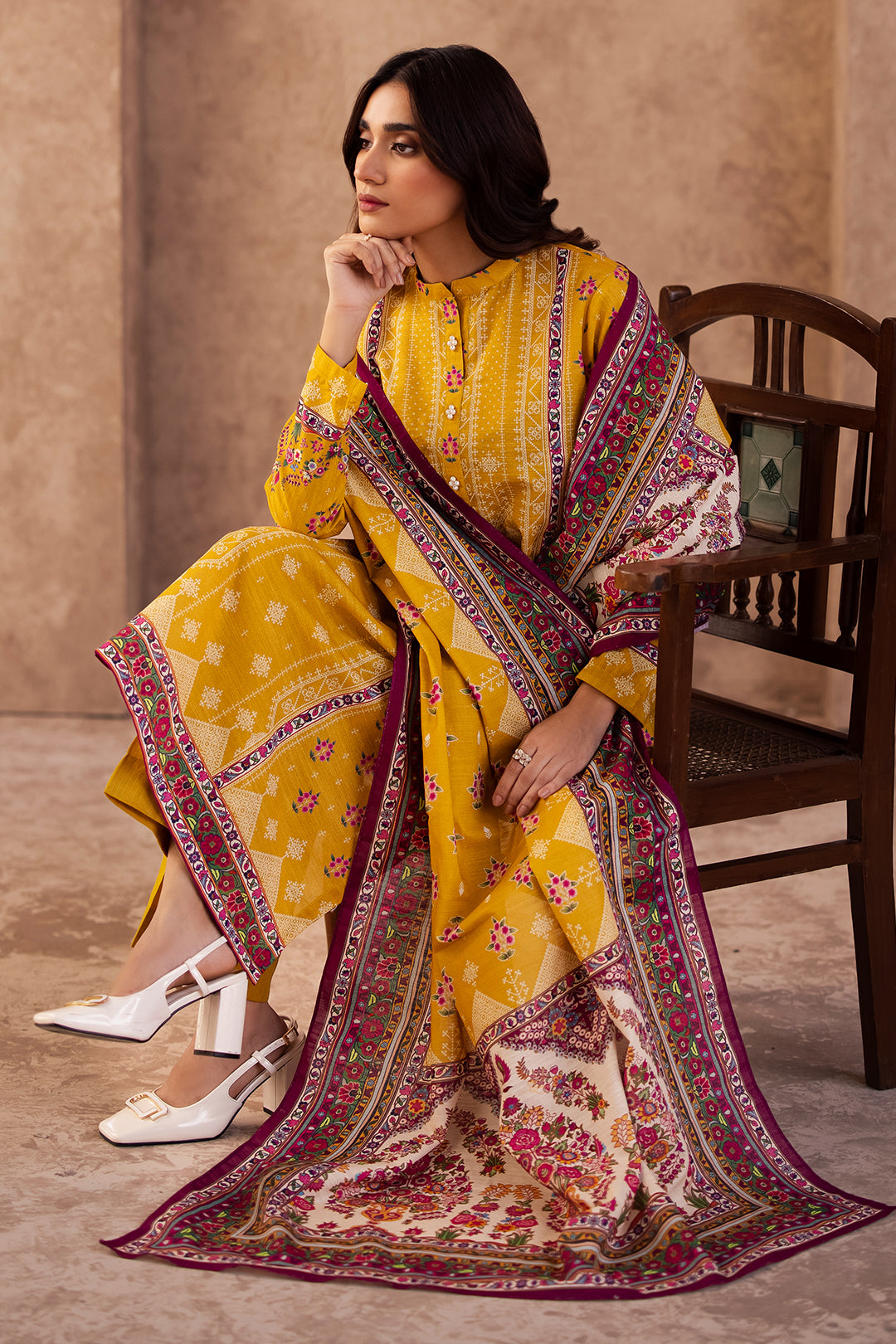 Zellbury | Unstitched 3 Piece Khaddar | Shirt Shalwar Dupatta - 0186 - House Of Hania
