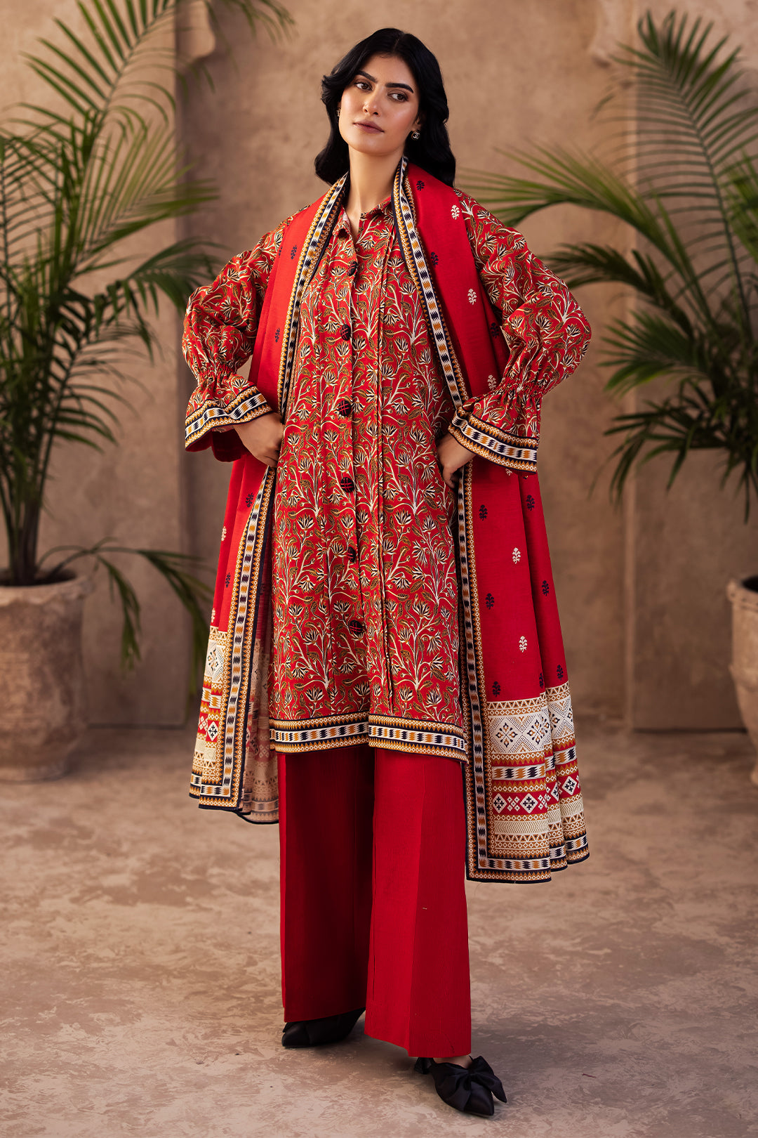 Zellbury | Unstitched 3 Piece Khaddar | Shirt Shalwar Dupatta - 0189 - House Of Hania
