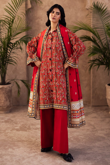 Zellbury | Unstitched 3 Piece Khaddar | Shirt Shalwar Dupatta - 0189 - House Of Hania