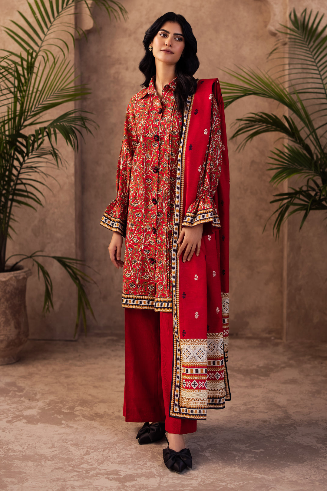 Zellbury | Unstitched 3 Piece Khaddar | Shirt Shalwar Dupatta - 0189 - House Of Hania