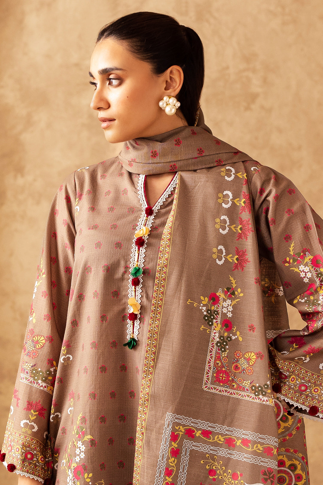 Zellbury | Unstitched 3 Piece Khaddar | Shirt Shalwar Dupatta - 0190 - House Of Hania