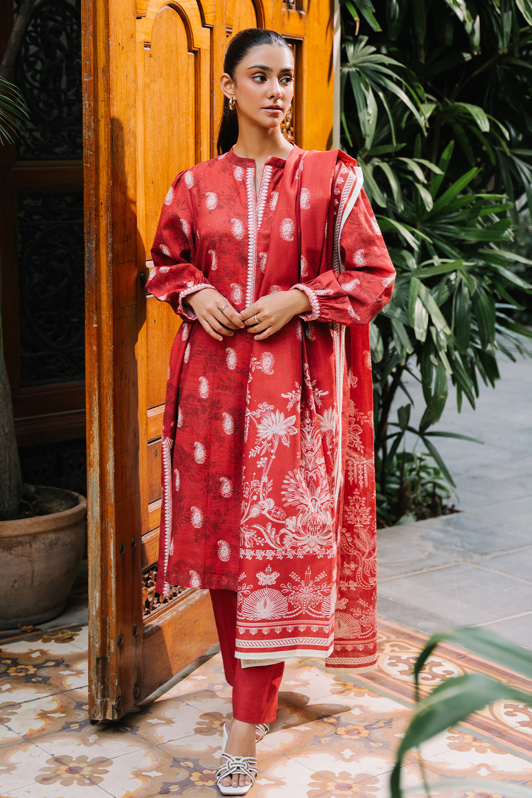 Zellbury | Unstitched 3 Piece Khaddar | Shirt Shalwar Dupatta - 0193 - House Of Hania