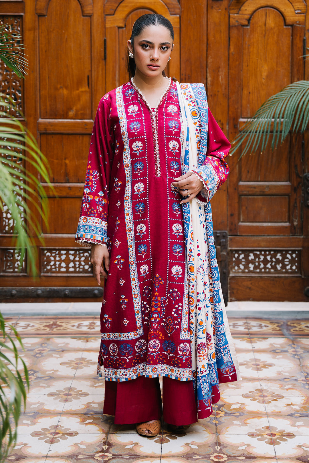 Zellbury | Unstitched 3 Piece Khaddar | Shirt Shalwar Dupatta - 0197 - House Of Hania