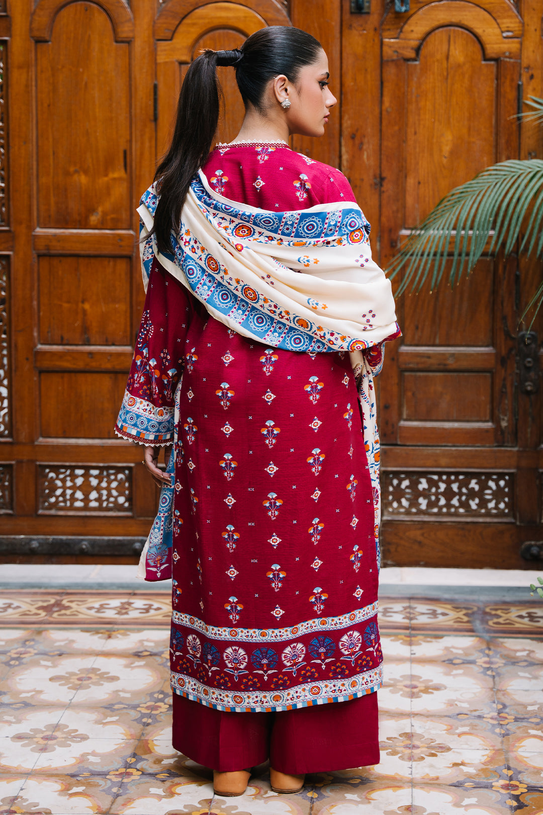 Zellbury | Unstitched 3 Piece Khaddar | Shirt Shalwar Dupatta - 0197 - House Of Hania