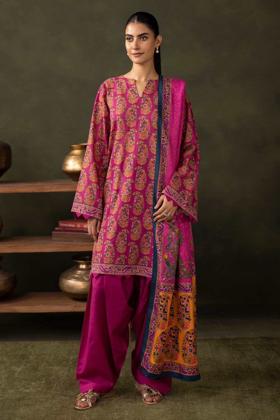 Zellbury | Unstitched 3 Piece Khaddar | Shirt Shalwar Dupatta - 0287 - House Of Hania