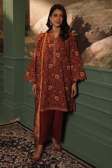 Zellbury | Unstitched 3 Piece Khaddar | Shirt Shalwar Dupatta - 0356 - House Of Hania