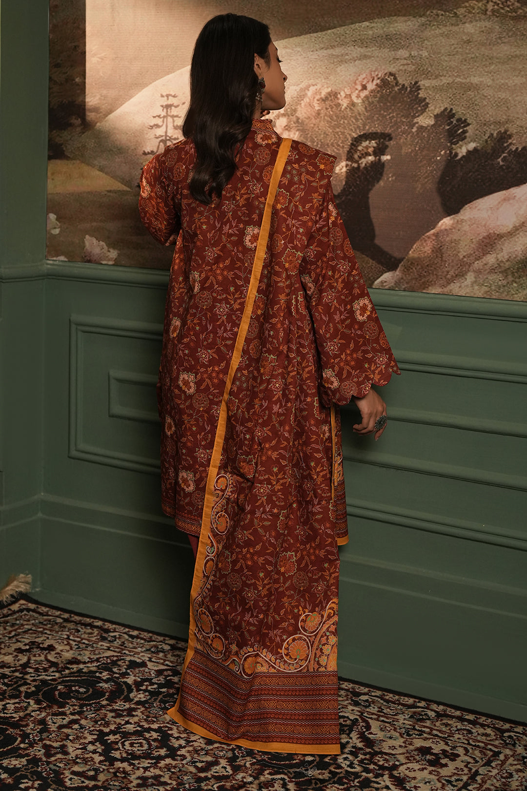 Zellbury | Unstitched 3 Piece Khaddar | Shirt Shalwar Dupatta - 0356 - House Of Hania