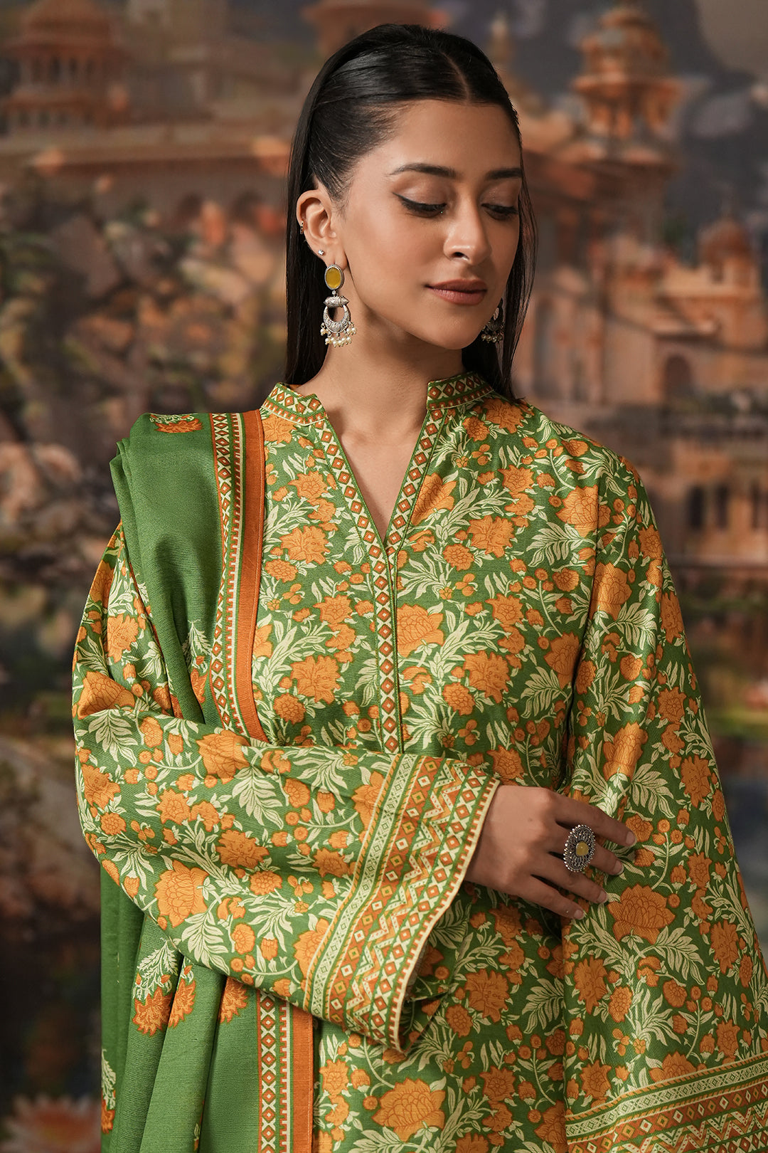 Zellbury | Unstitched 3 Piece Khaddar | Shirt Shalwar Dupatta - 0358 - House Of Hania