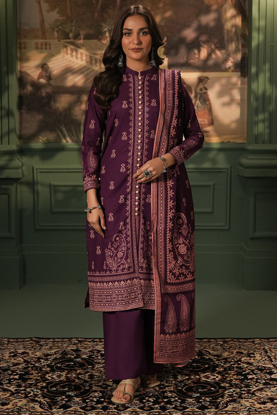 Zellbury | Unstitched 3 Piece Khaddar | Shirt Shalwar Dupatta - 0360 - House Of Hania