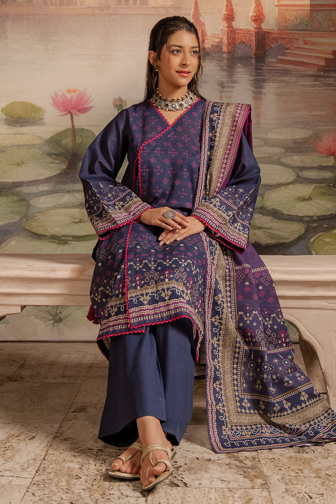 Zellbury | Unstitched 3 Piece Khaddar | Shirt Shalwar Dupatta - 0363 - House Of Hania