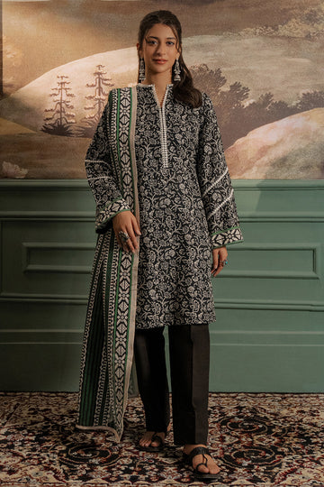 Zellbury | Unstitched 3 Piece Khaddar | Shirt Shalwar Dupatta - 0366 - House Of Hania