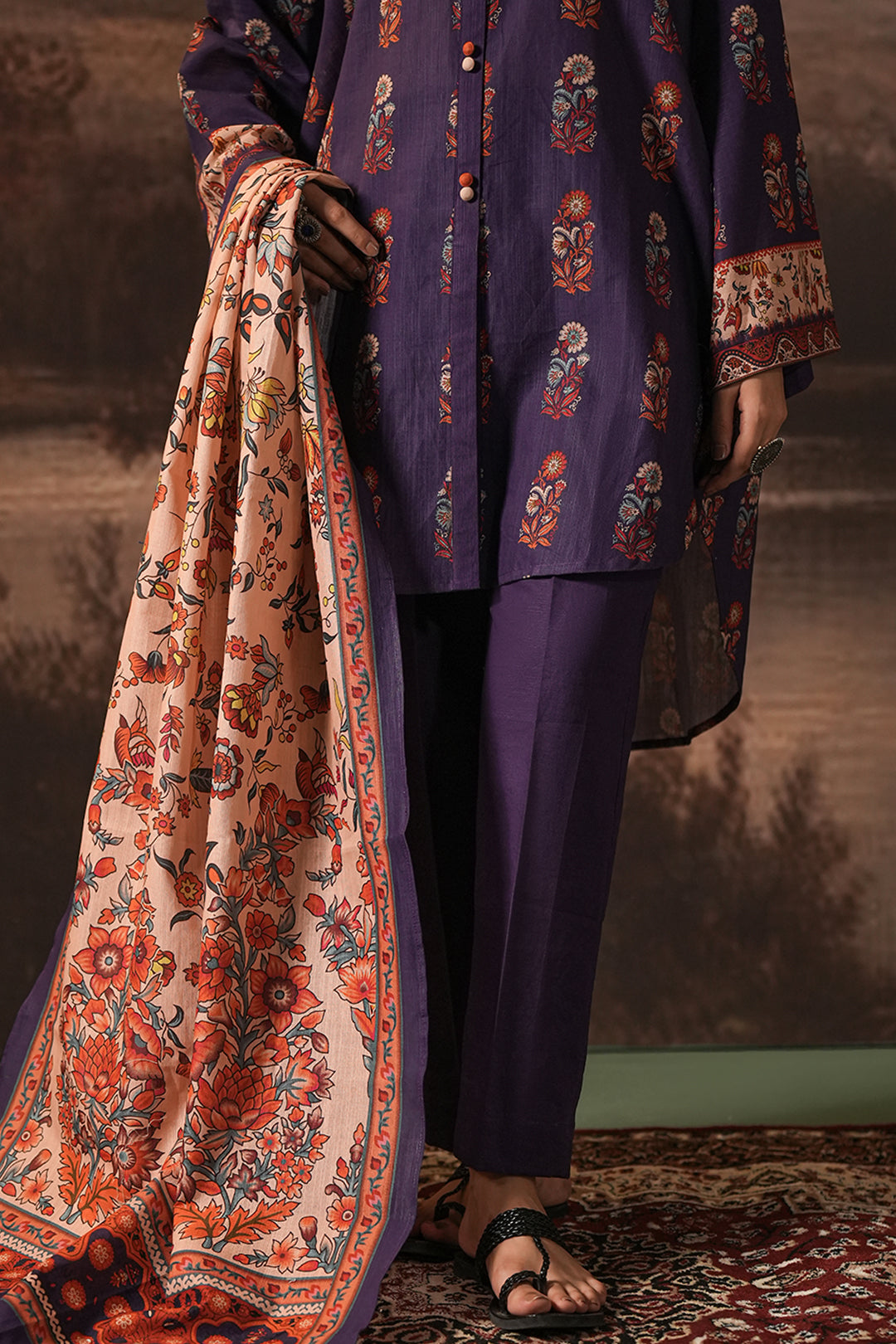 Zellbury | Unstitched 3 Piece Khaddar | Shirt Shalwar Dupatta - 0372 - House Of Hania