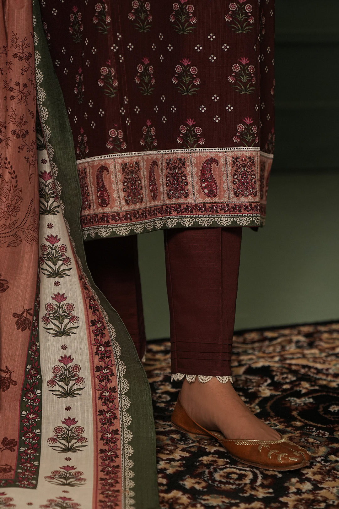Zellbury | Unstitched 3 Piece Khaddar | Shirt Shalwar Dupatta - 0373 - House Of Hania