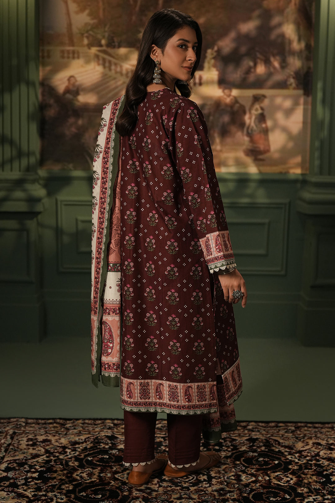 Zellbury | Unstitched 3 Piece Khaddar | Shirt Shalwar Dupatta - 0373 - House Of Hania