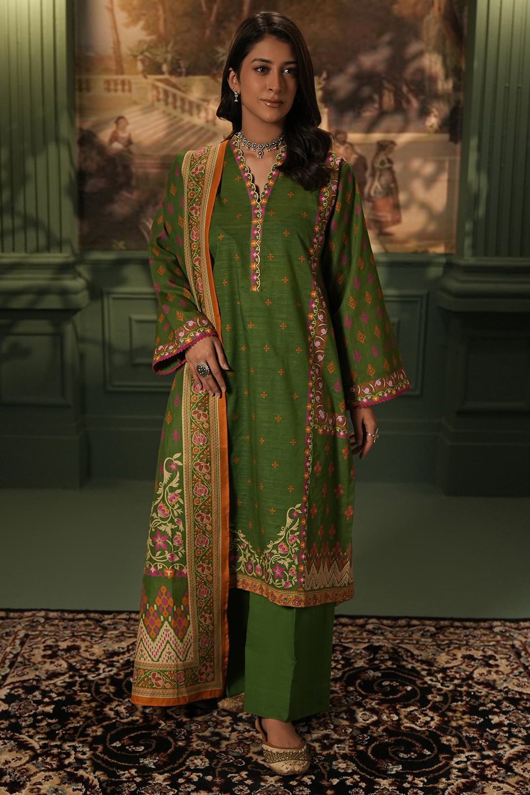 Zellbury | Unstitched 3 Piece Khaddar | Shirt Shalwar Dupatta - 0386 - House Of Hania