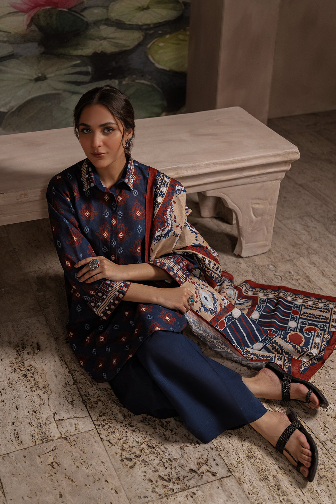 Zellbury | Unstitched 3 Piece Khaddar | Shirt Shalwar Dupatta - 0387 - House Of Hania
