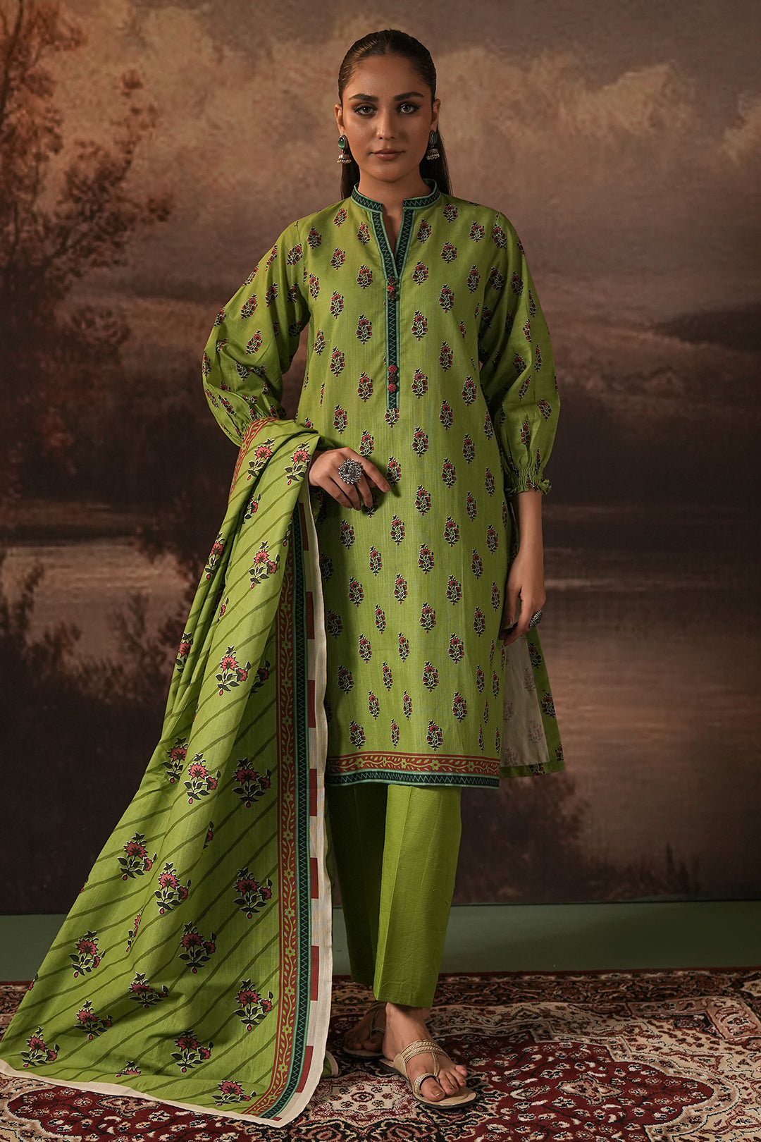 Zellbury | Unstitched 3 Piece Khaddar | Shirt Shalwar Dupatta - 0388 - House Of Hania