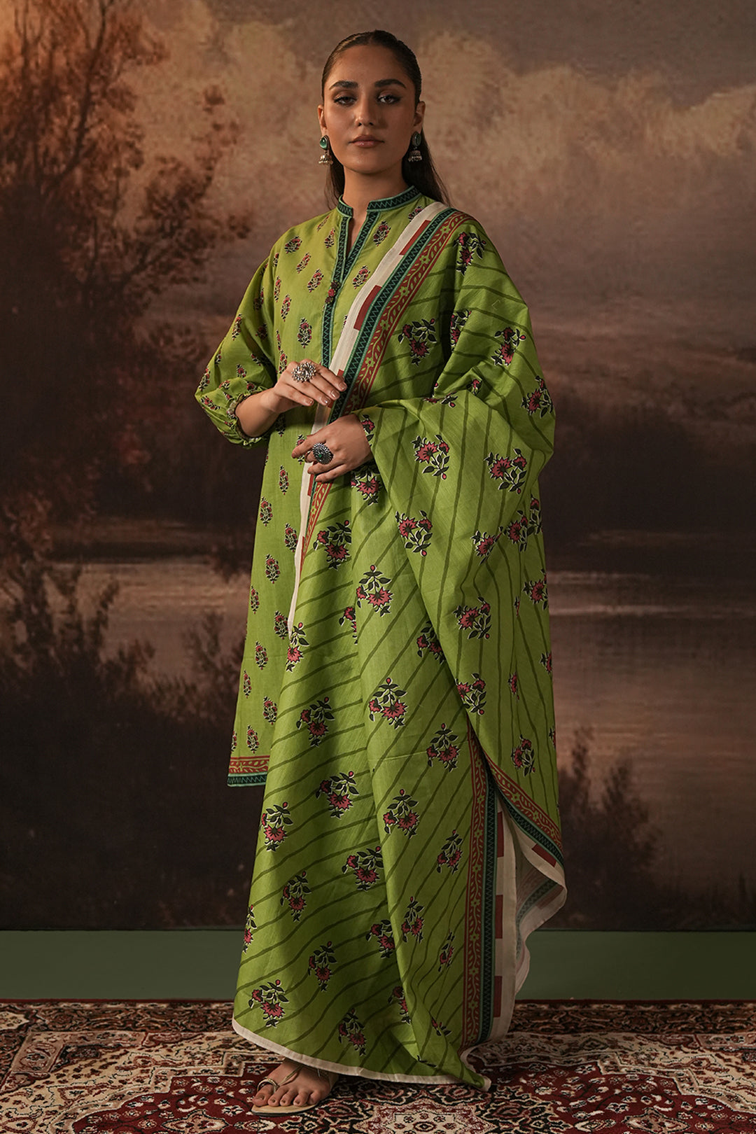Zellbury | Unstitched 3 Piece Khaddar | Shirt Shalwar Dupatta - 0388 - House Of Hania