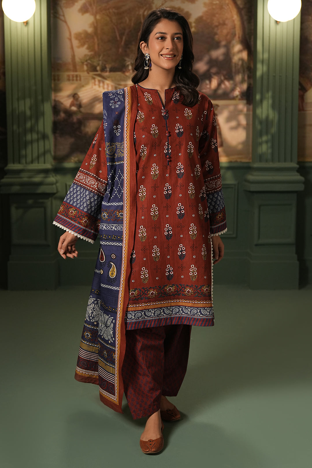 Zellbury | Unstitched 3 Piece Khaddar | Shirt Shalwar Dupatta - 0394 - House Of Hania