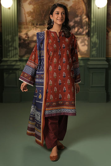 Zellbury | Unstitched 3 Piece Khaddar | Shirt Shalwar Dupatta - 0394 - House Of Hania