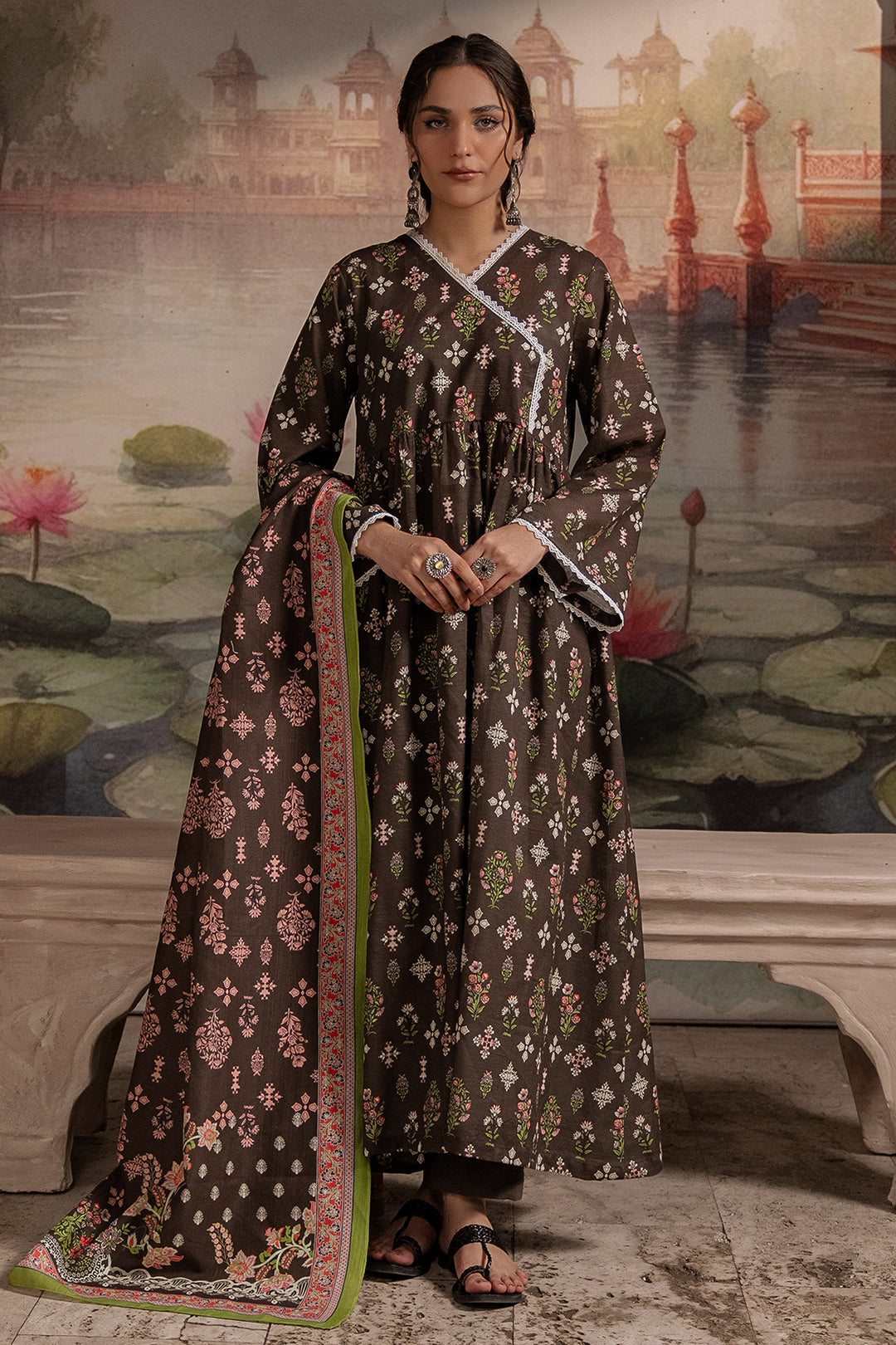 Zellbury | Unstitched 3 Piece Khaddar | Shirt Shalwar Dupatta - 0441 - House Of Hania