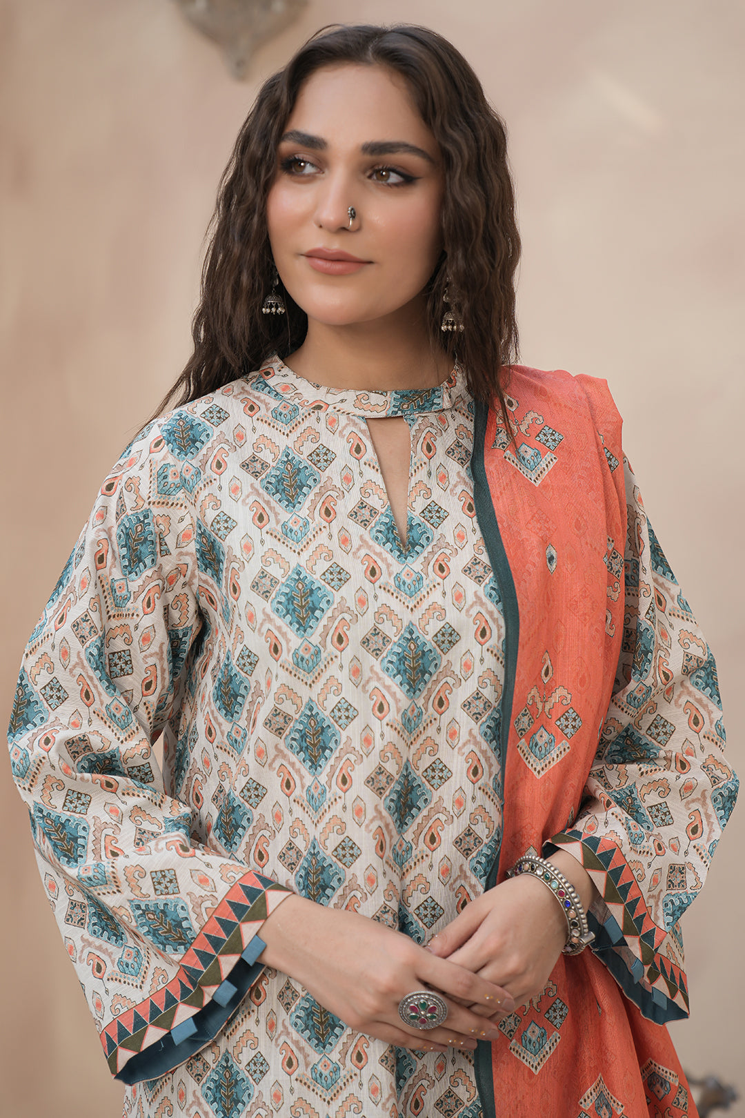 Zellbury | Unstitched 3 Piece Khaddar | Shirt Shalwar Dupatta - 0443 - House Of Hania
