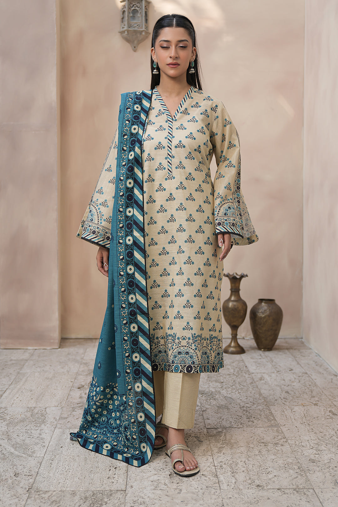 Zellbury | Unstitched 3 Piece Khaddar | Shirt Shalwar Dupatta - 0445 - House Of Hania