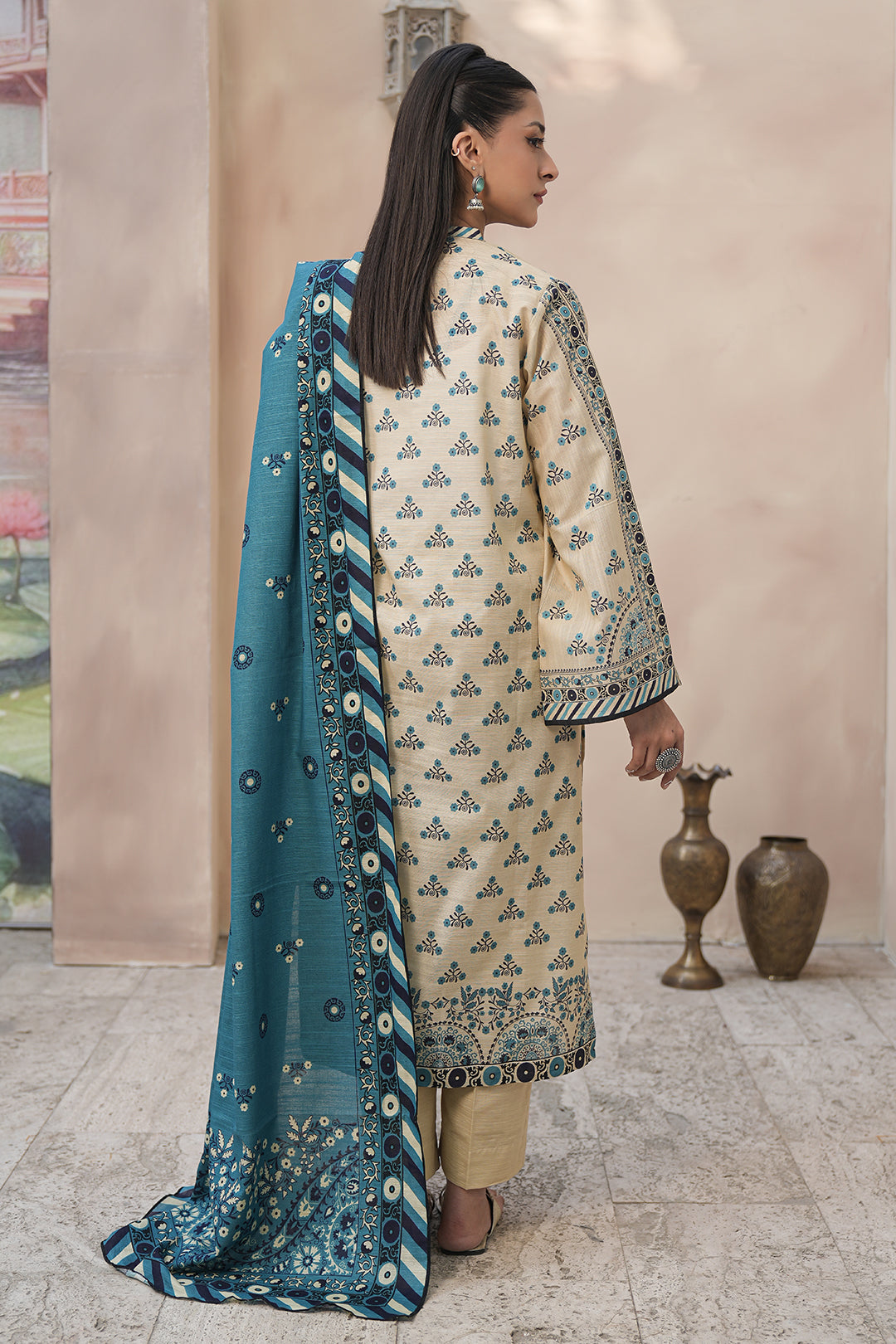 Zellbury | Unstitched 3 Piece Khaddar | Shirt Shalwar Dupatta - 0445 - House Of Hania