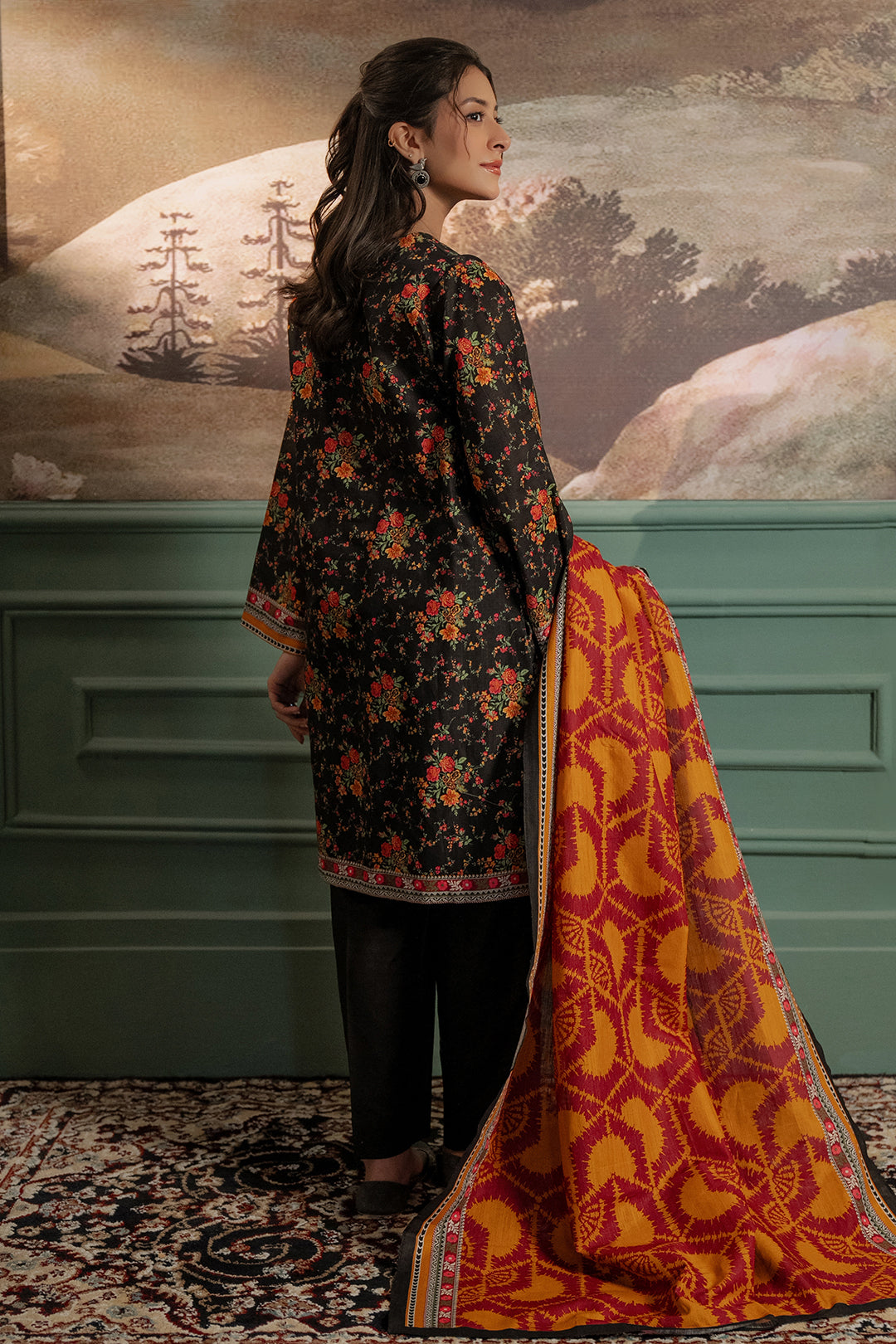 Zellbury | Unstitched 3 Piece Khaddar | Shirt Shalwar Dupatta - 0447 - House Of Hania
