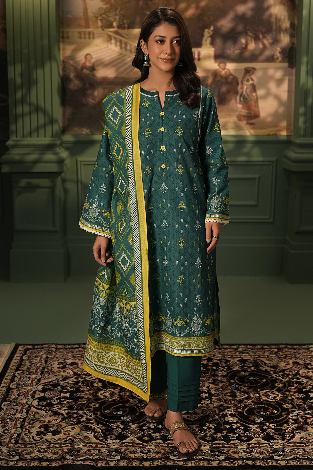 Zellbury | Unstitched 3 Piece Khaddar | Shirt Shalwar Dupatta - 0448 - House Of Hania