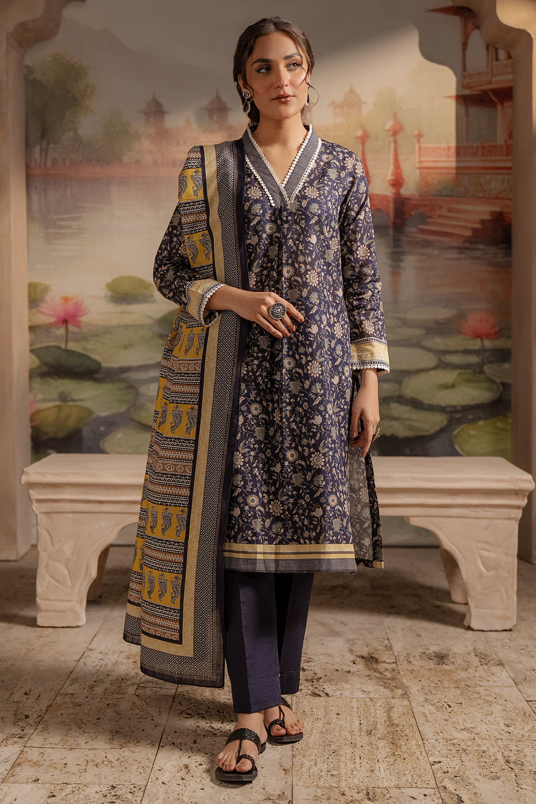 Zellbury | Unstitched 3 Piece Khaddar | Shirt Shalwar Dupatta - 0449 - House Of Hania