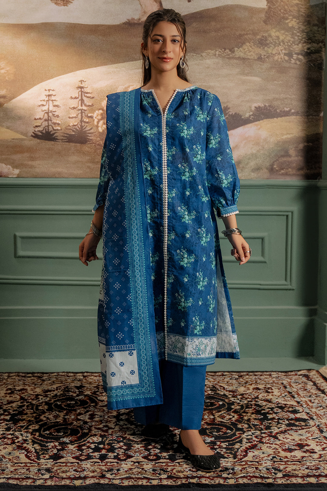 Zellbury | Unstitched 3 Piece Khaddar | Shirt Shalwar Dupatta - 0450 - House Of Hania