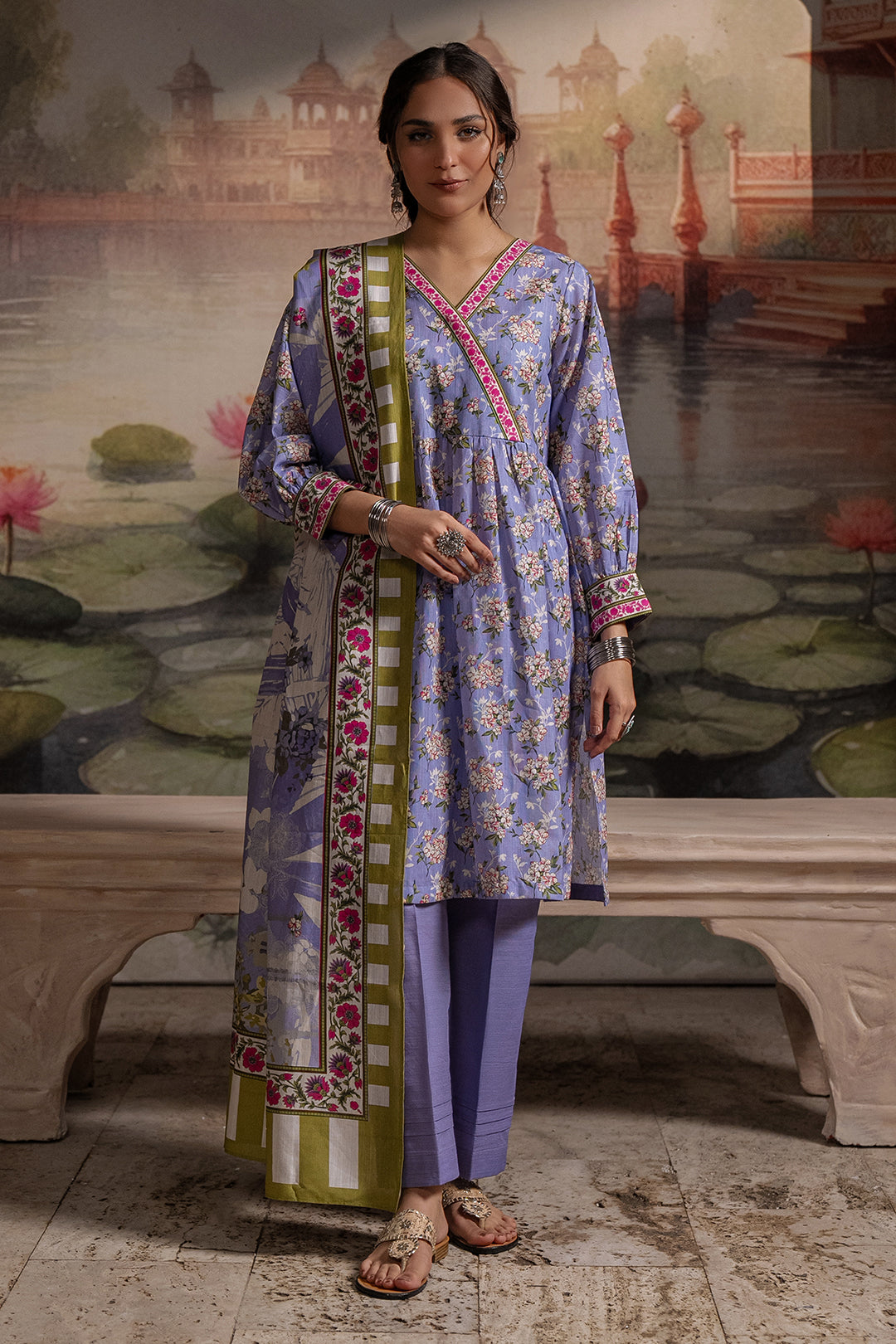 Zellbury | Unstitched 3 Piece Khaddar | Shirt Shalwar Dupatta - 0451 - House Of Hania