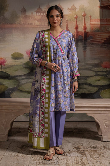 Zellbury | Unstitched 3 Piece Khaddar | Shirt Shalwar Dupatta - 0451 - House Of Hania