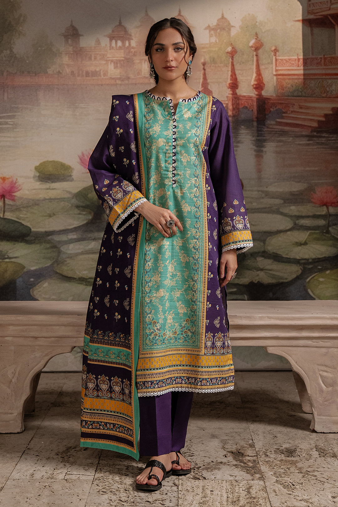 Zellbury | Unstitched 3 Piece Khaddar | Shirt Shalwar Dupatta - 0455 - House Of Hania