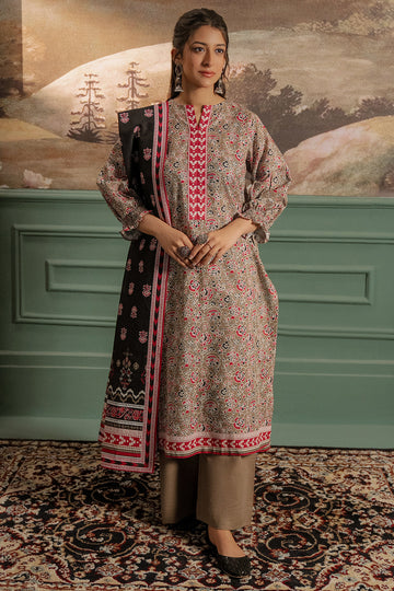 Zellbury | Unstitched 3 Piece Khaddar | Shirt Shalwar Dupatta - 0456 - House Of Hania