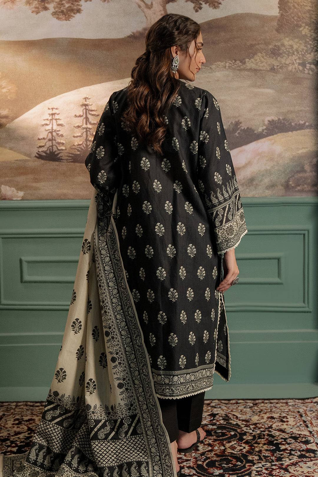 Zellbury | Unstitched 3 Piece Khaddar | Shirt Shalwar Dupatta - 0461 - House Of Hania