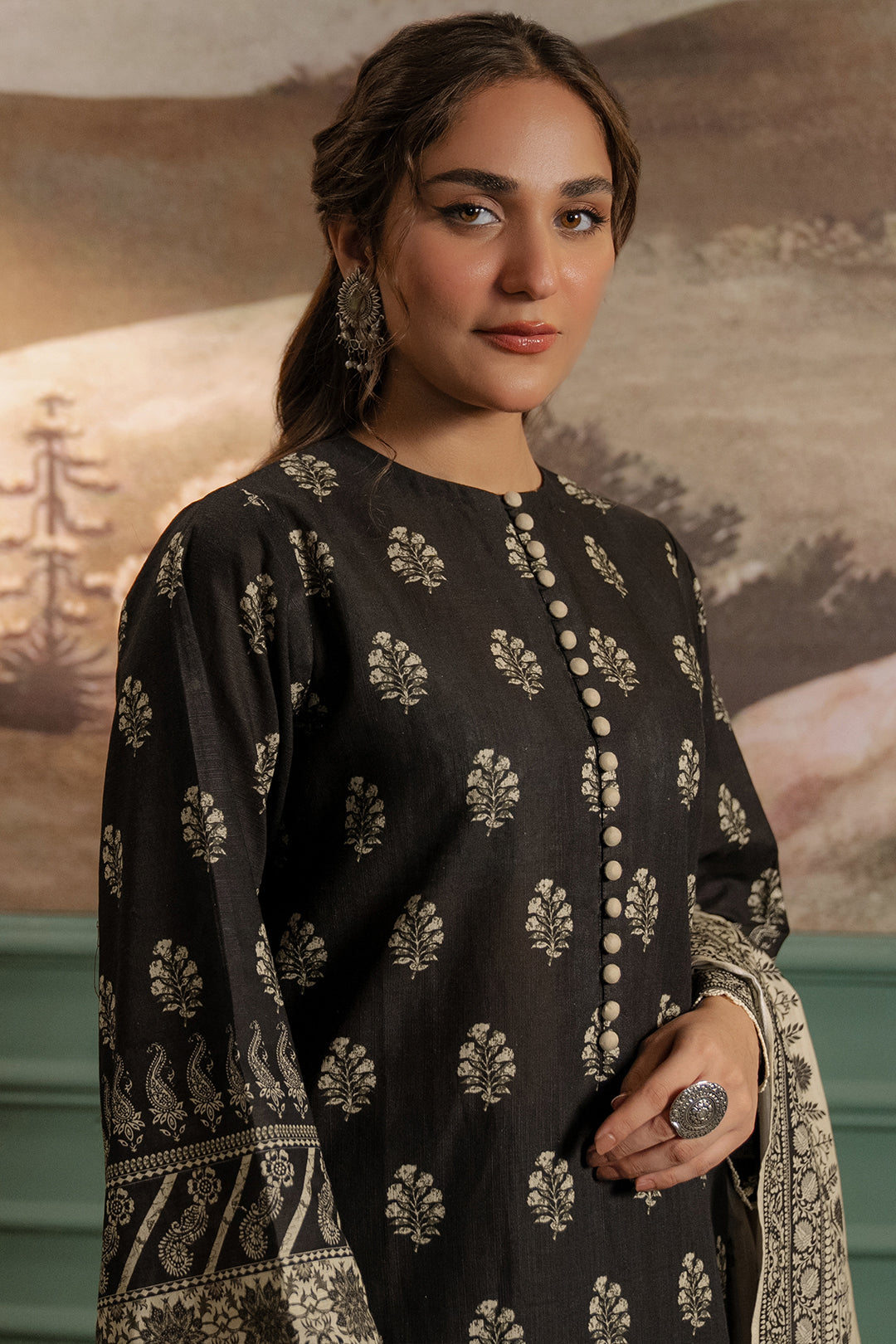 Zellbury | Unstitched 3 Piece Khaddar | Shirt Shalwar Dupatta - 0461 - House Of Hania