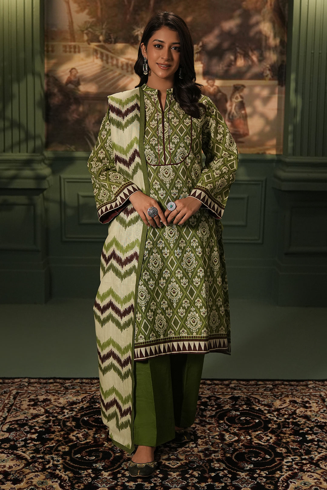 Zellbury | Unstitched 3 Piece Khaddar | Shirt Shalwar Dupatta - 0463 - House Of Hania
