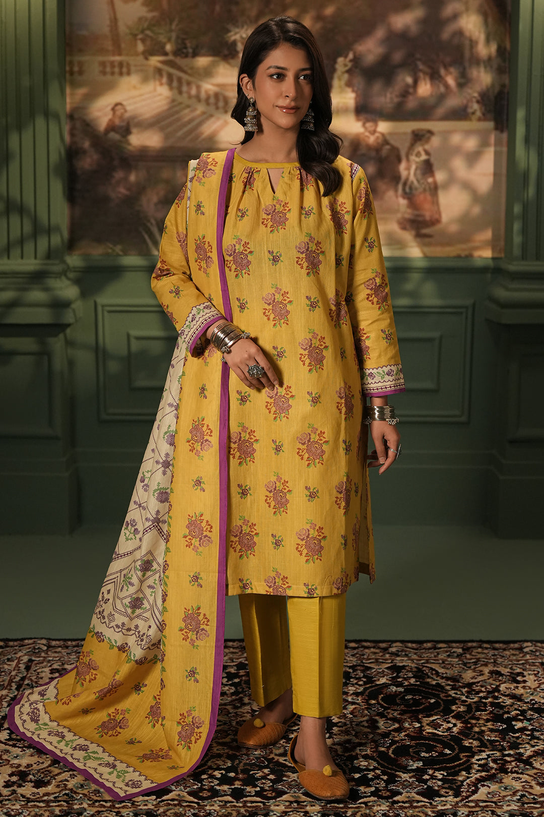 Zellbury | Unstitched 3 Piece Khaddar | Shirt Shalwar Dupatta - 0464 - House Of Hania
