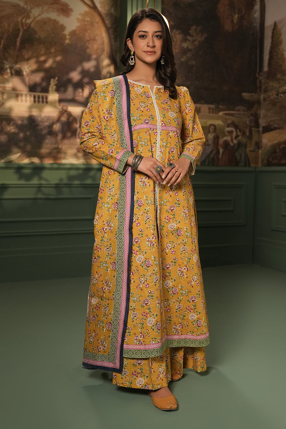 Zellbury | Unstitched 3 Piece Khaddar | Shirt Shalwar Dupatta - 0472 - House Of Hania