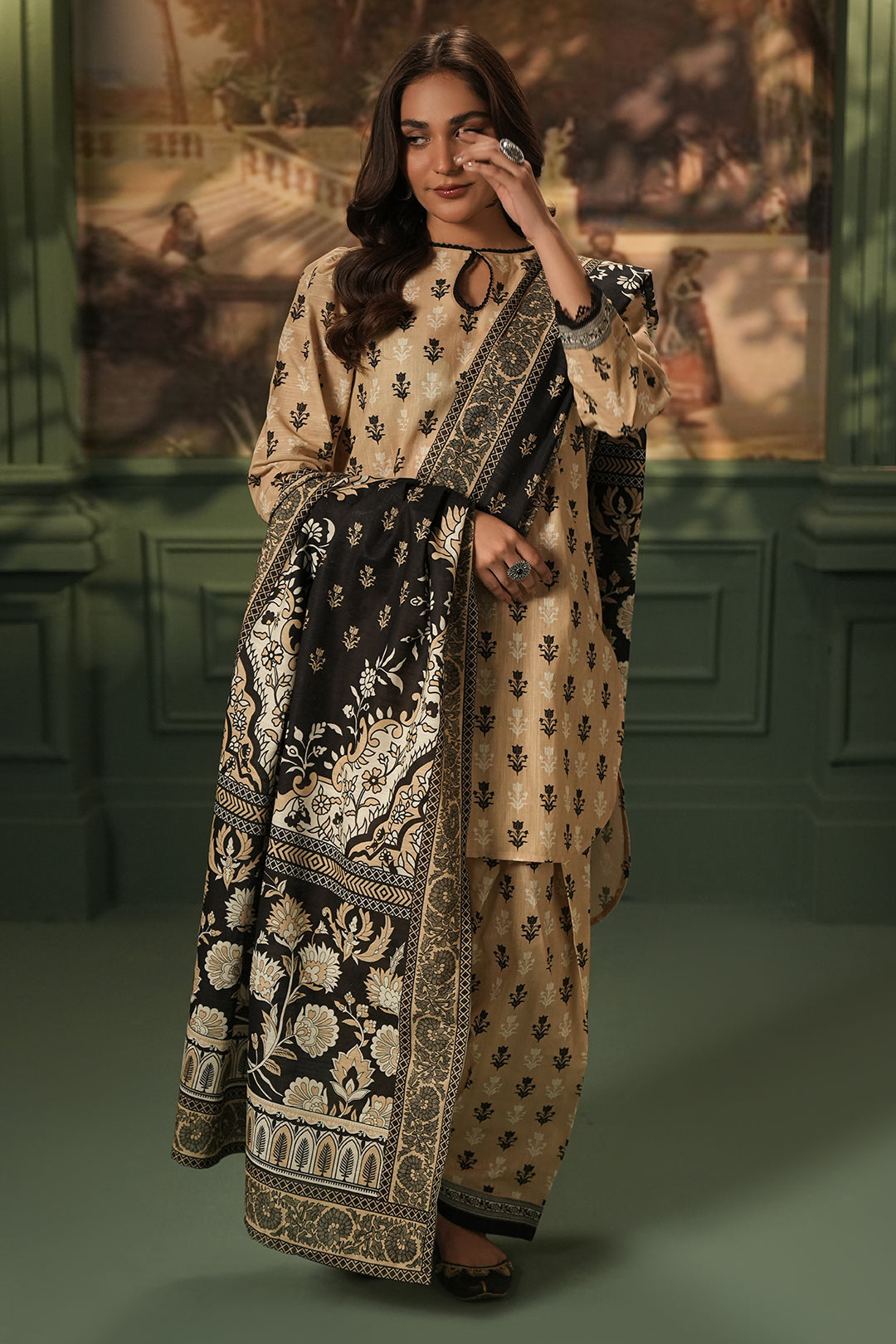 Zellbury | Unstitched 3 Piece Khaddar | Shirt Shalwar Dupatta - 0473 - House Of Hania