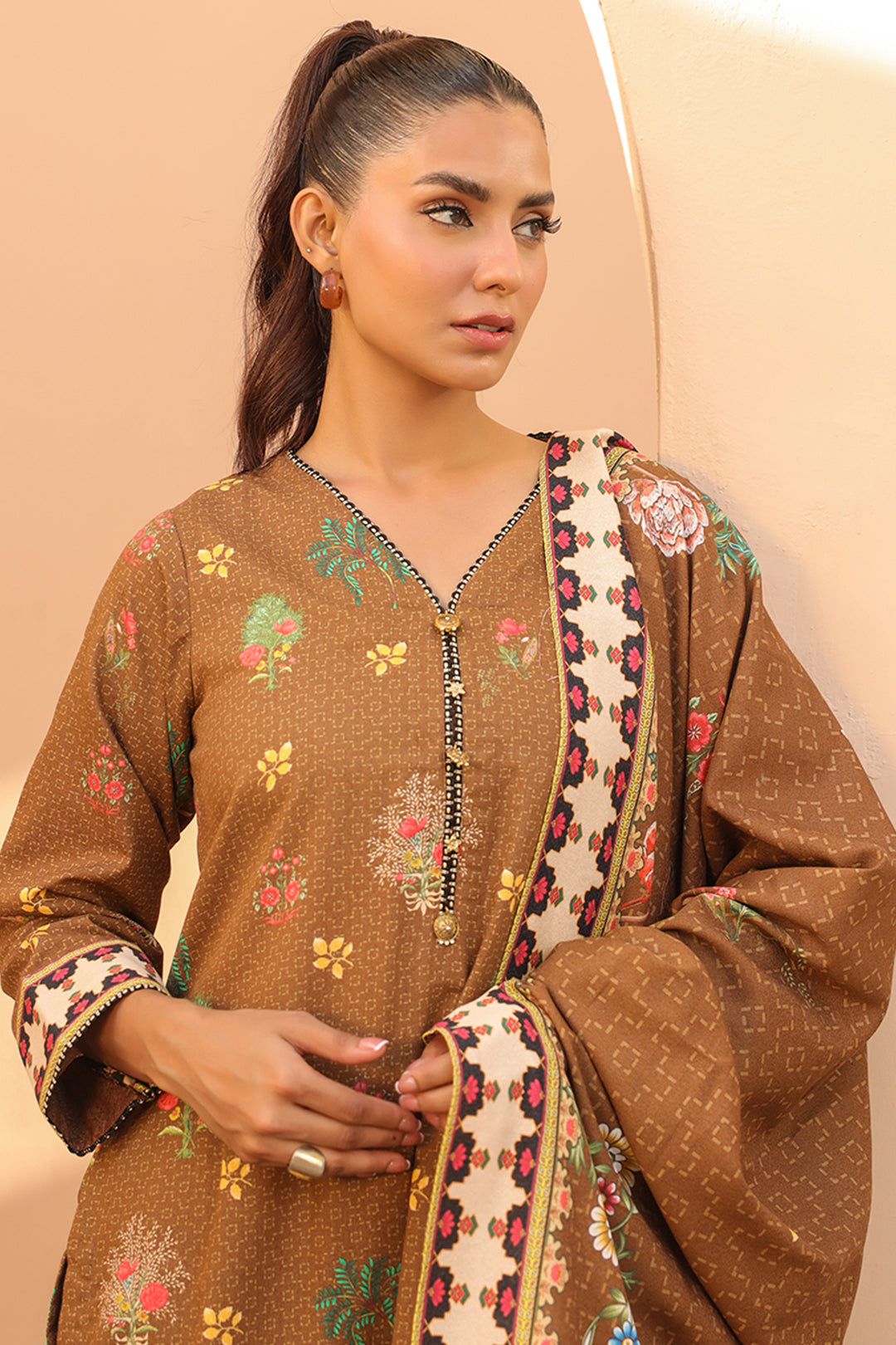 Zellbury | Unstitched 3 Piece Khaddar | Shirt Shalwar Dupatta - 0829 - House Of Hania