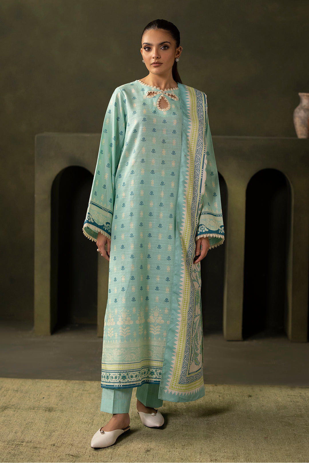 Zellbury | Unstitched 3 Piece Khaddar | Shirt Shalwar Shawl - 0198 - House Of Hania