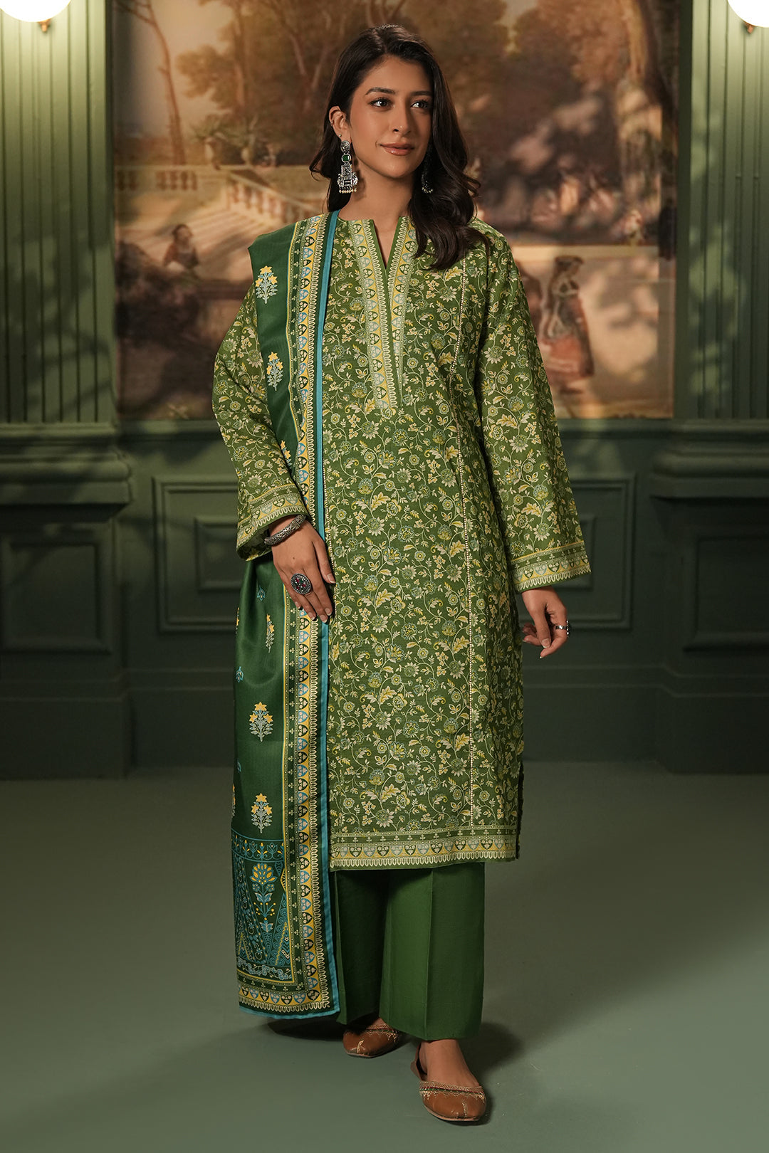 Zellbury | Unstitched 3 Piece Khaddar | Shirt Shalwar Shawl - 0384 - House Of Hania