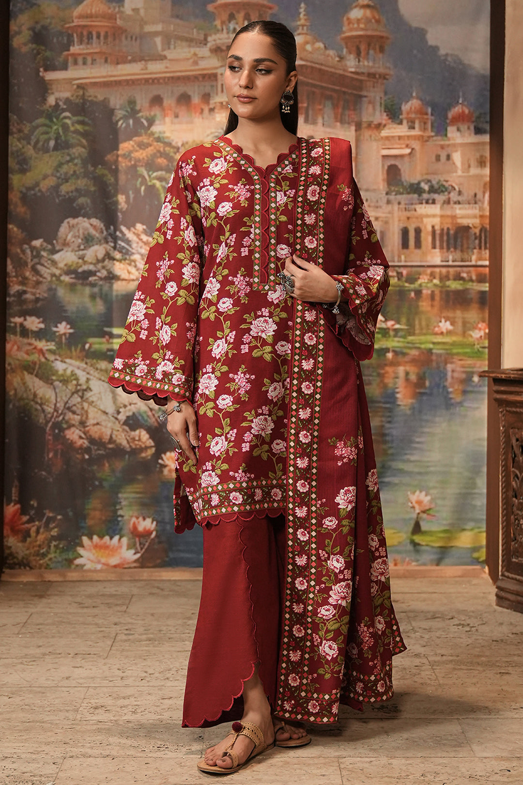 Zellbury | Unstitched 3 Piece Khaddar | Shirt Shalwar Shawl - 0389 - House Of Hania