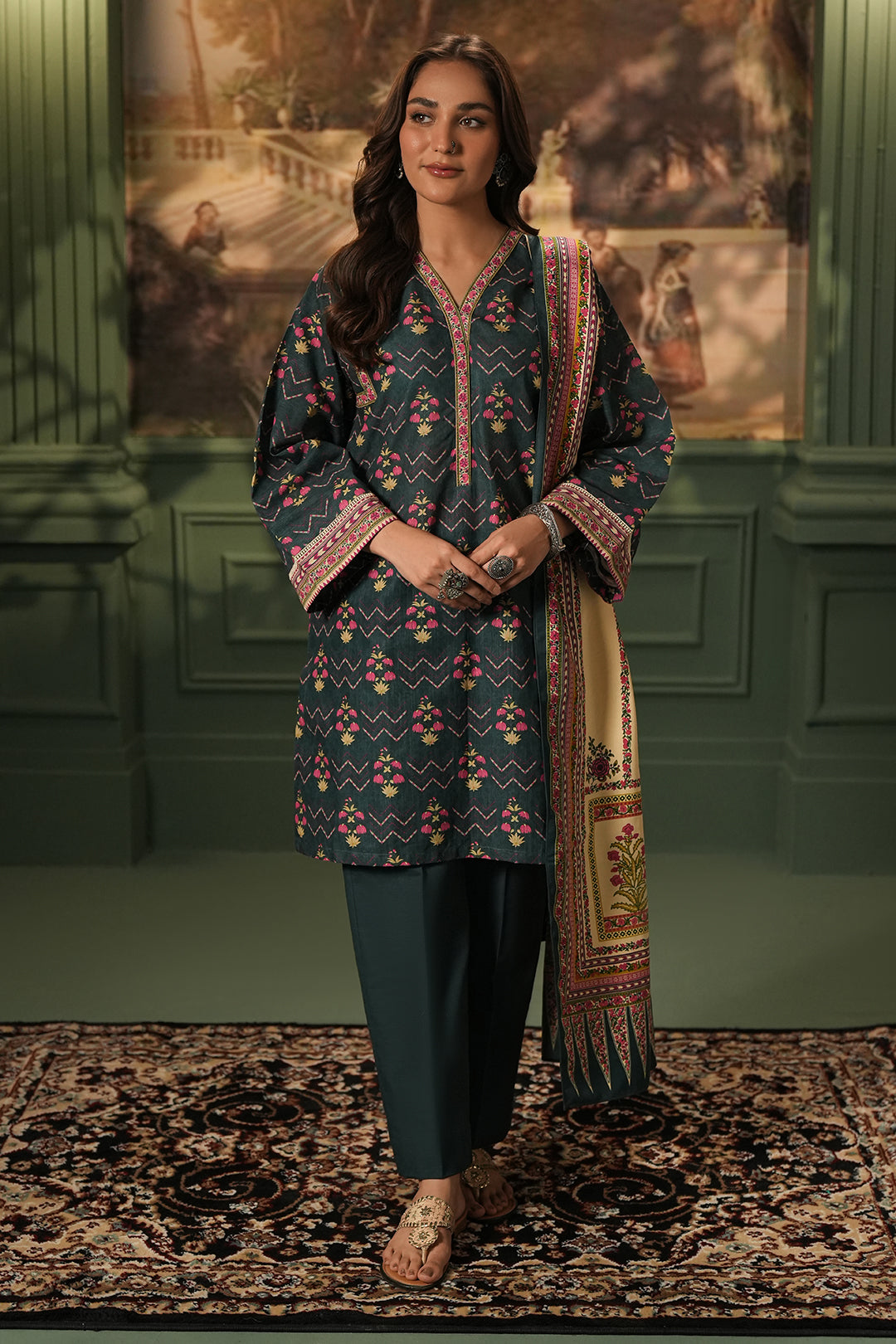 Zellbury | Unstitched 3 Piece Khaddar | Shirt Shalwar Shawl - 0459 - House Of Hania